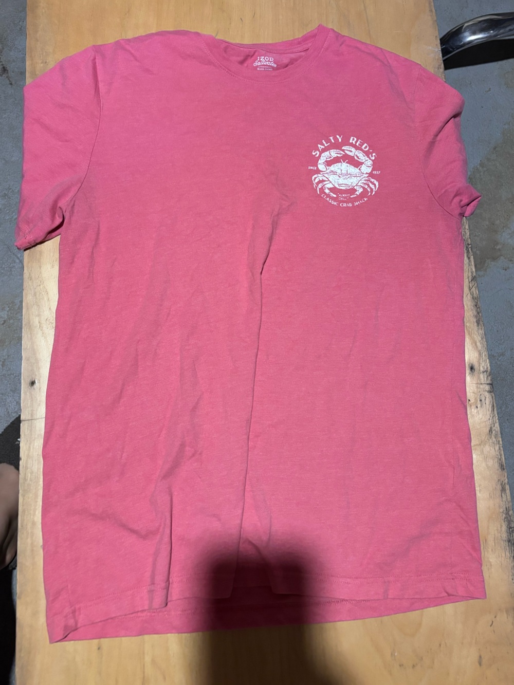 Izod Men's Coral Pink Short-Sleeve Crew Tee with Salty Red's Logo
